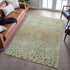 8' X 10' Artichoke Green And Copper Polka Dot Washable Area Rug With UV Protection
