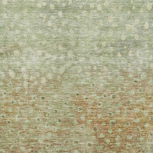 8' X 10' Artichoke Green And Copper Polka Dot Washable Area Rug With UV Protection
