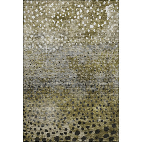 5' X 8' Brown Gray And Beige Polka Dot Washable Area Rug With UV Protection