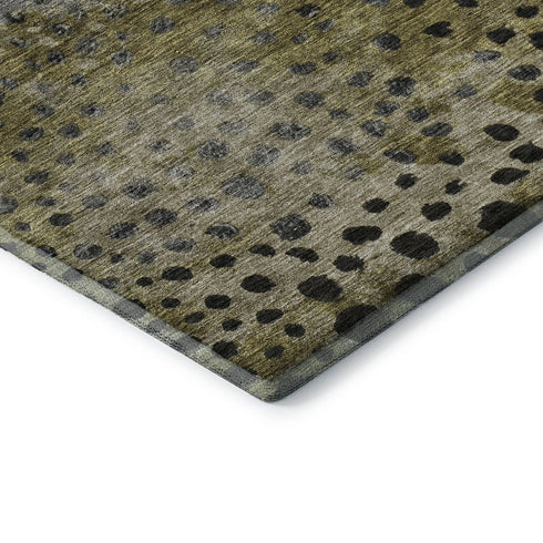 5' X 8' Brown Gray And Beige Polka Dot Washable Area Rug With UV Protection
