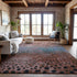 8' X 10' Rust Teal And Ivory Polka Dot Washable Area Rug With UV Protection