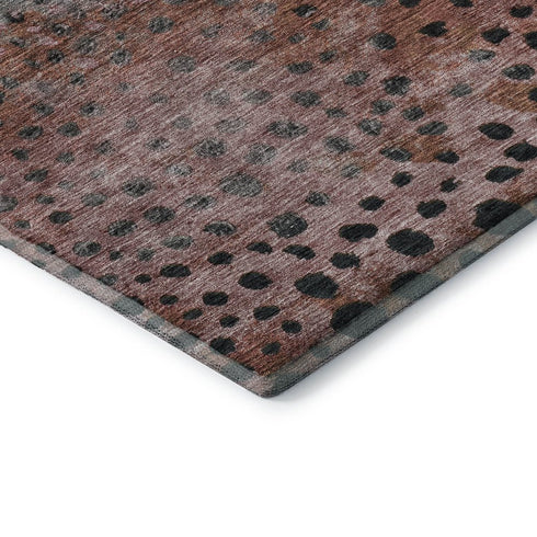 8' X 10' Rust Teal And Ivory Polka Dot Washable Area Rug With UV Protection