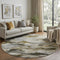 8' Granite Gray Beige And Gold Abstract Washable Round Rug With UV Protection