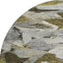 8' Granite Gray Beige And Gold Abstract Washable Round Rug With UV Protection