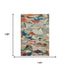 9' X 12' Green Orange And Teal Abstract Washable Area Rug With UV Protection