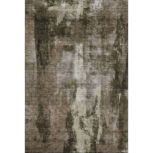 5' X 8' Brown And Beige Abstract Washable Area Rug With UV Protection