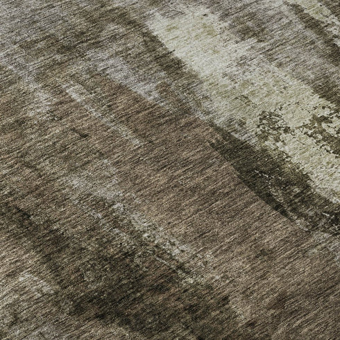 5' X 8' Brown And Beige Abstract Washable Area Rug With UV Protection