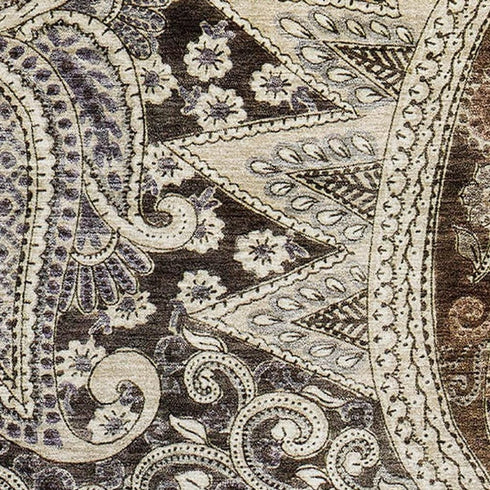 8' X 10' Brown Beige And Taupe Paisley Washable Area Rug With UV Protection