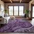 8' X 10' Purple And Charcoal Paisley Washable Area Rug With UV Protection