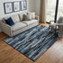 5' X 8' Blue Charcoal And Silver Striped Washable Area Rug With UV Protection