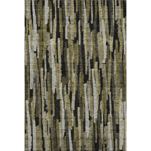 5' X 8' Brown Charcoal And Gray Striped Washable Area Rug With UV Protection