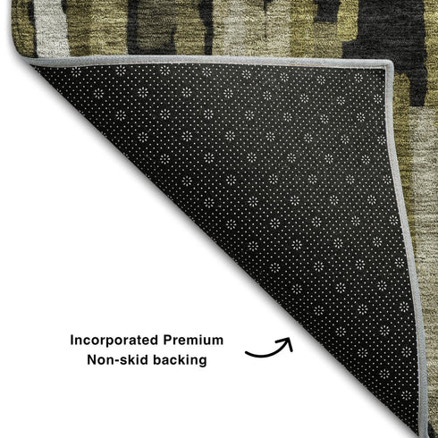 5' X 8' Brown Charcoal And Gray Striped Washable Area Rug With UV Protection