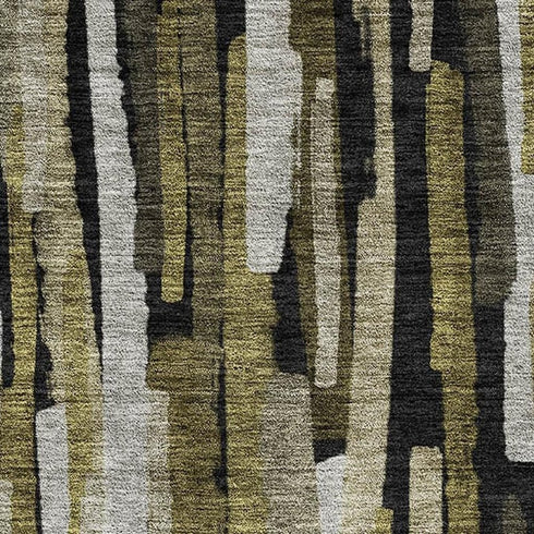 5' X 8' Brown Charcoal And Gray Striped Washable Area Rug With UV Protection