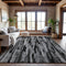 8' X 10' Gray And Silver Striped Washable Area Rug With UV Protection