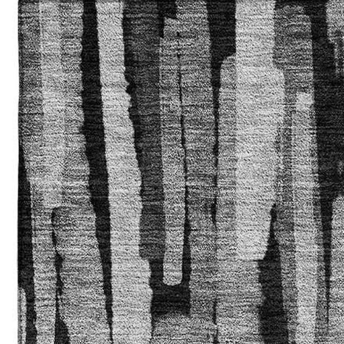 8' X 10' Gray And Silver Striped Washable Area Rug With UV Protection