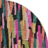 8' Pink Teal And Orange Striped Washable Round Rug With UV Protection