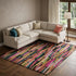 8' X 10' Pink Teal And Orange Striped Washable Area Rug With UV Protection