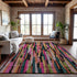 8' X 10' Pink Teal And Orange Striped Washable Area Rug With UV Protection