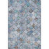 8' X 10' Blue Copper And Silver Geometric Washable Area Rug With UV Protection