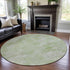 8' Sage And Ivory Geometric Washable Round Rug With UV Protection