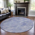 8' Sky Blue And Ivory Geometric Washable Round Rug With UV Protection