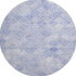 8' Sky Blue And Ivory Geometric Washable Round Rug With UV Protection