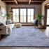 8' X 10' Sky Blue And Ivory Geometric Washable Area Rug With UV Protection