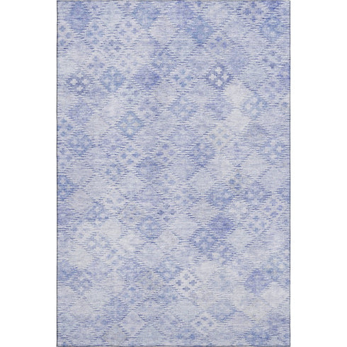 8' X 10' Sky Blue And Ivory Geometric Washable Area Rug With UV Protection