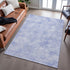 8' X 10' Sky Blue And Ivory Geometric Washable Area Rug With UV Protection