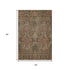 5' X 8' Brown And Gray Damask Washable Area Rug With UV Protection