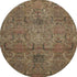 8' Brown And Gray Damask Washable Round Rug With UV Protection