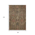 8' X 10' Brown And Gray Damask Washable Area Rug With UV Protection