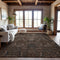 8' X 10' Chocolate And Gray Damask Washable Area Rug With UV Protection