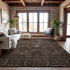 8' X 10' Chocolate And Gray Damask Washable Area Rug With UV Protection
