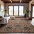 8' X 10' Khaki Gray And Salmon Damask Washable Area Rug With UV Protection