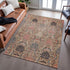 8' X 10' Khaki Gray And Salmon Damask Washable Area Rug With UV Protection