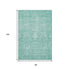 8' X 10' Aqua And Ivory Damask Washable Area Rug With UV Protection