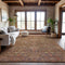 9' X 12' Brown And Beige Damask Washable Area Rug With UV Protection