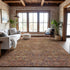 9' X 12' Brown And Beige Damask Washable Area Rug With UV Protection