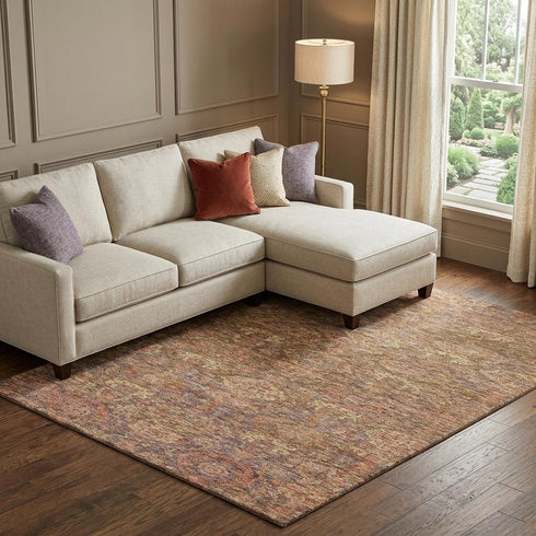 9' X 12' Brown And Beige Damask Washable Area Rug With UV Protection