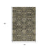 5' X 8' Charcoal And Gray Damask Washable Area Rug With UV Protection