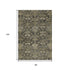 8' X 10' Charcoal And Gray Damask Washable Area Rug With UV Protection