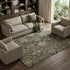 8' X 10' Charcoal And Gray Damask Washable Area Rug With UV Protection