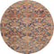 8' Terra Cotta And Blue Damask Washable Round Rug With UV Protection
