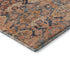 8' Terra Cotta And Blue Damask Washable Round Rug With UV Protection