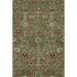5' X 8' Fern Green Red And Ivory Floral Washable Area Rug With UV Protection