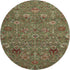 8' Fern Green Red And Ivory Floral Washable Round Rug With UV Protection