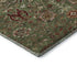 8' Fern Green Red And Ivory Floral Washable Round Rug With UV Protection