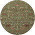 8' Fern Green Red And Ivory Floral Washable Round Rug With UV Protection
