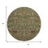 8' Fern Green Red And Ivory Floral Washable Round Rug With UV Protection